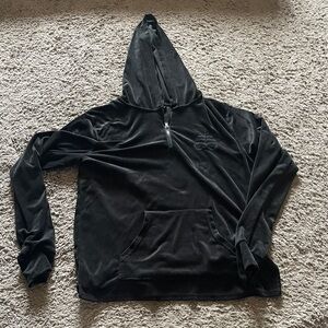 Killstar Black Velour Half-Zip Hoodie